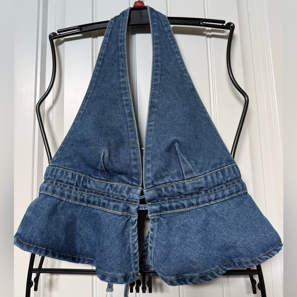 Denim Halter Peplum Jeans Top - Blue Size Small 
Rodeo, Western Cowgirl, Beach